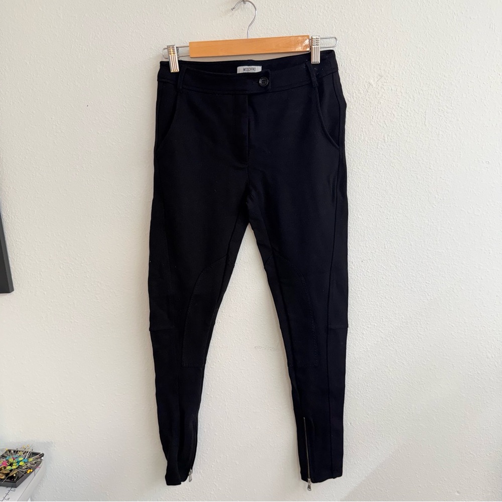 Moschino Black Skinny Pants riding style with zipper ankles